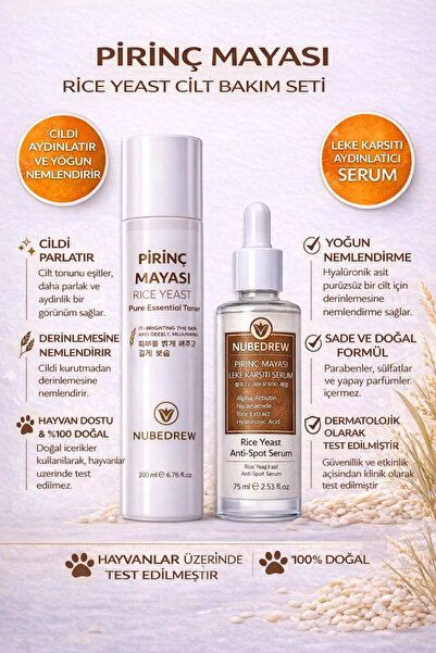 NUBEDREW Pirinç Mayası Tonik + Serum 2’li Set | Leke Karşıtı, Cilt Aydınlatıc...