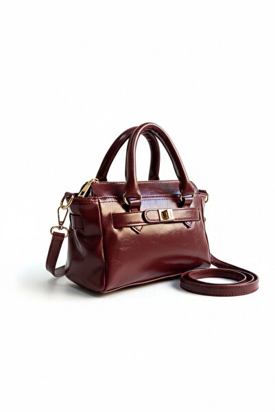 Harmony Burgundy Women's Hand Sleeve and Shoulder Bag with Front Lock Detail