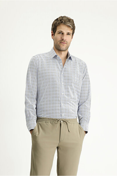 Kiğılı Μακρυμάνικο κανονικό καρό βαμβακερό πουκάμισο Easy-Iron