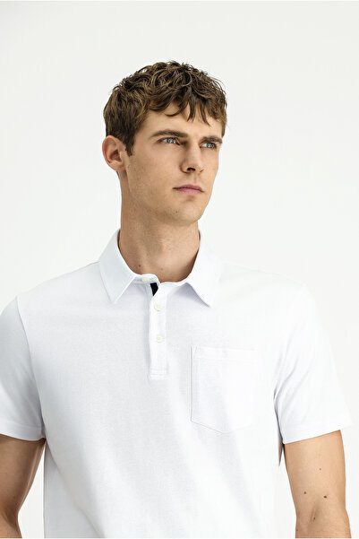 Kiğılı Regular Fit Cotton Pocket Polo Neck T-Shirt