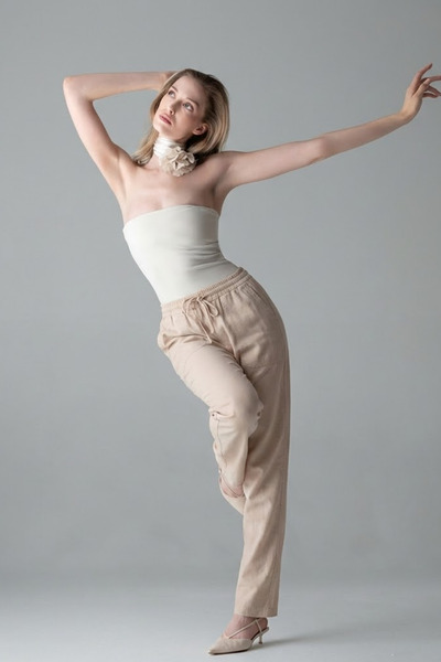 COMBİNE MİCHAİL Παντελόνι - Μπεζ - Ελαστική μέση