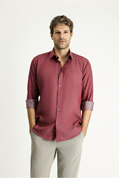 Kiğılı Uzun Kol Slim Fit Dar Kesim Spor Pamuk Gömlek