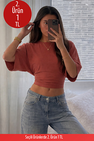 COMBİNE MİCHAİL Kadın Vücuda Oturan Geniş Kol Pudra Bluz