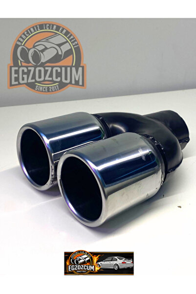 EGZOZCUM | 76 Mm Krom Düz Eşit (Dual) Universal Paslanmaz Egzoz Ucu