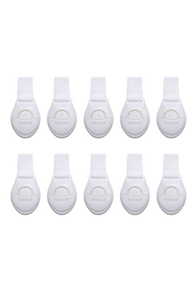 Empria Set 10 sigurante flexibile textile pentru usi si sertare, 20 cm, Alb, ...