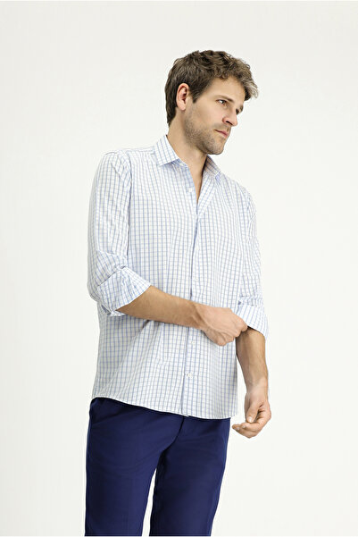 Kiğılı Long Sleeve Regular Fit Plaid Cotton Easy-Iron Shirt