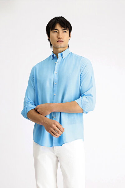 Kiğılı قميص قطني رياضي - كم طويل، مقاس عادي