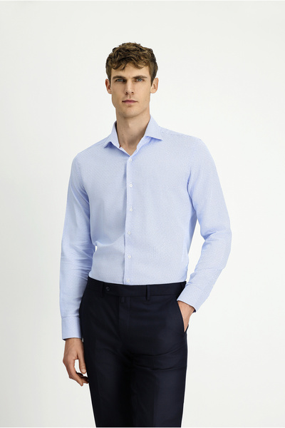 Kiğılı Long Sleeve Slim Fit Slim Fit Classic Patterned Cotton Shirt