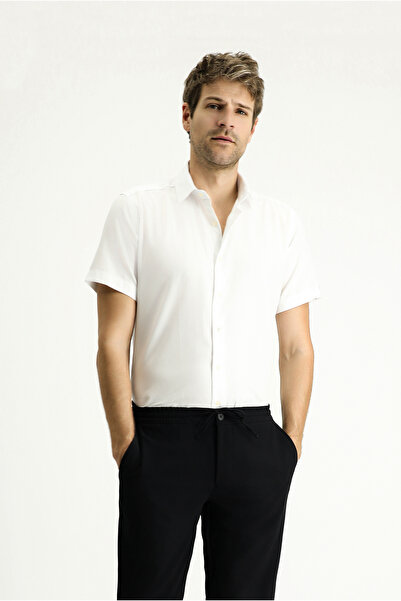 Kiğılı Slim Fit Slim Fit Patterned Cotton Shirt - Short Sleeve