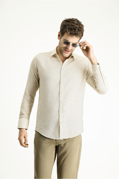 Kiğılı Slim Fit Long Sleeve Patterned Sports Cotton Shirt