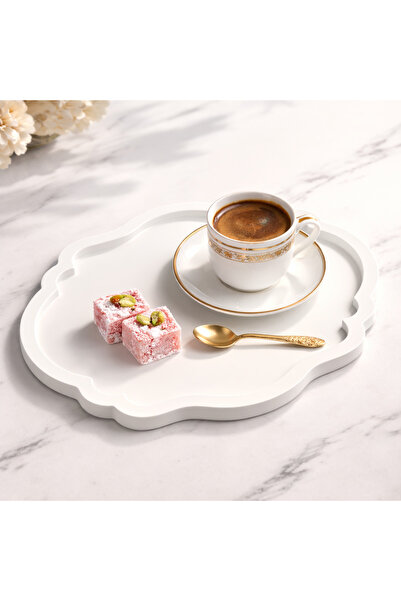 StudioAslanDesign Dekoratif Türk Kahvesi Sunum Tepsisi – Minimal Kahve Sunuml...
