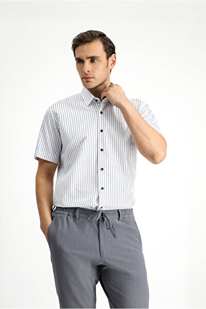 Kiğılı Short Sleeve Slim Fit Slim Fit Cotton Striped Shirt