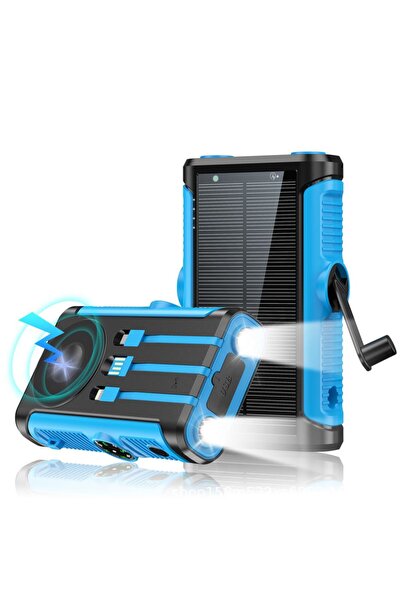 Linomag Baterie solară externă Linomag® 20000mAh, 3 cabluri, 4 porturi, încăr...