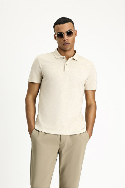 Kiğılı Μπλουζάκι Polo Neck Slim Fit Slim Fit Linen Blend T-shirt