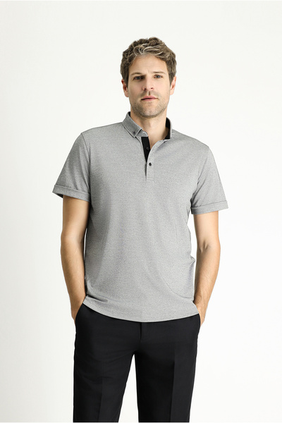 Kiğılı Tricou slim din bumbac cu decolteu polo