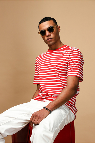 Kiğılı Tricou cu dungi din bumbac, cu decolteu, cu croiala normala