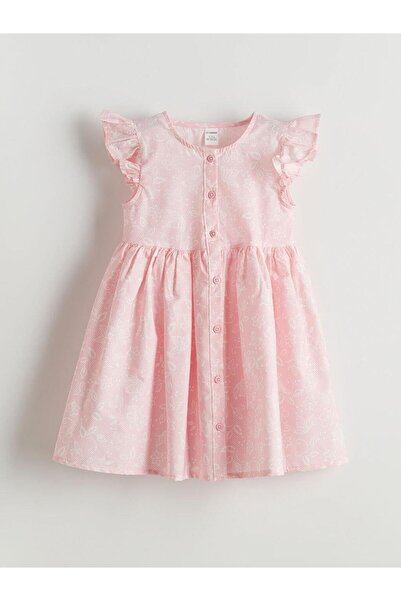 LC Waikiki Κοριτσίστικο φόρεμα με λαιμόκοψη λουλουδάτο ποπλίνα (S5)