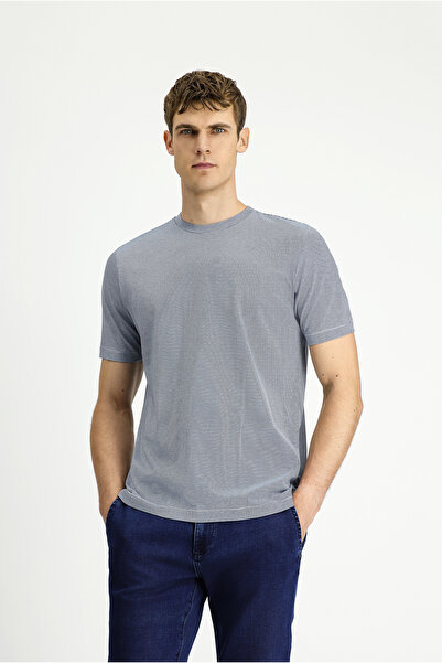 Kiğılı Tricou din bumbac mercerizat cu dungi cu decolteu rotund