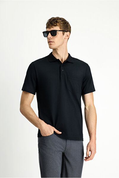 Kiğılı تي شيرت قطني برقبة بولو مطرزة بقصة عادية