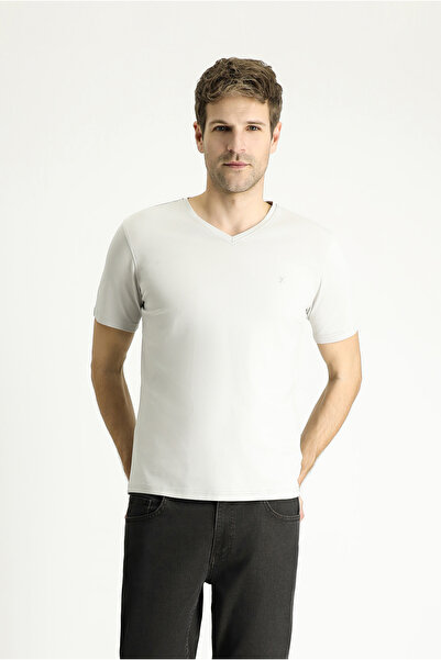 Kiğılı Tricou cu decolteu în V slim fit Slim croială Single Jersey Bumbac basic