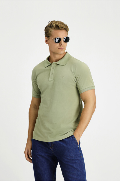 Kiğılı Tricou Slim Fit din bumbac, fără ondulații, cu gât polo