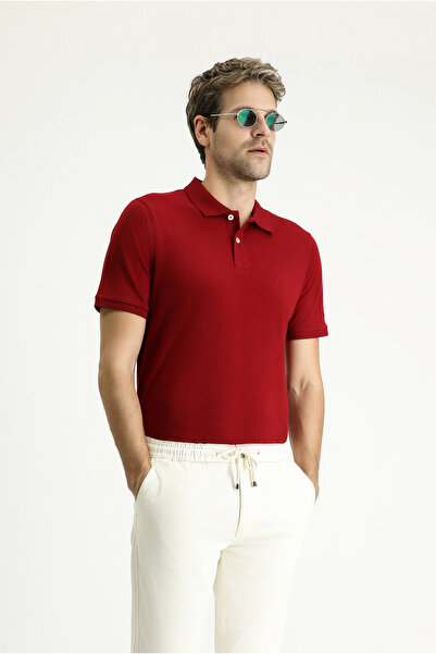 Kiğılı Tricou cu gât polo din bumbac brodat cu ajustare normală