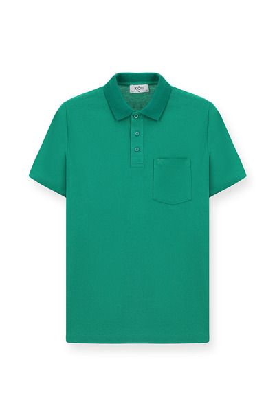 Kiğılı Tricou cu gât polo din bumbac cu croiala normală, cu buzunare brodate