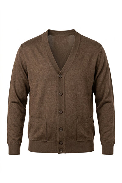 ECALAMODE سترة رجالية من الصوف الناعم من الأكريليك المحبوك بأزرار للأب