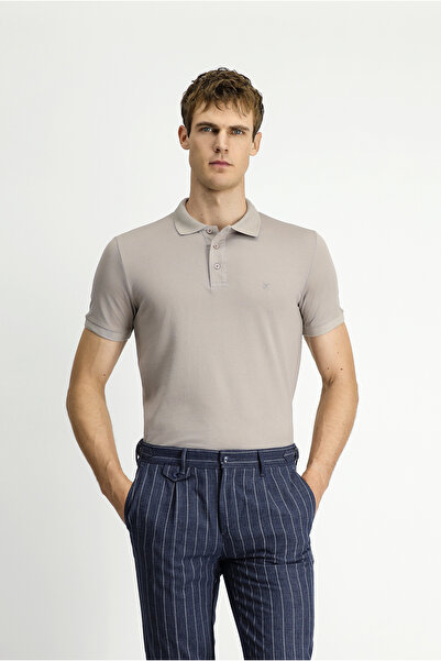 Kiğılı Tricou cu guler polo din bumbac brodat slim fit