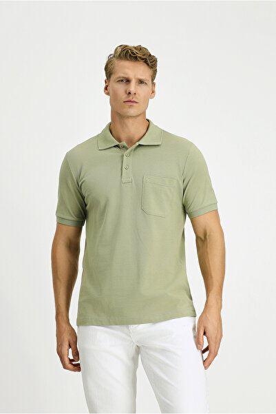 Kiğılı Tricou cu guler polo din bumbac cu croiala normala, brodat cu buzunare...