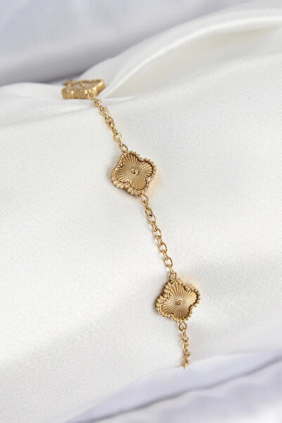 Skygo سوار نسائي من الفولاذ 316L بلون ذهبي البرسيم - TJ-BB7675