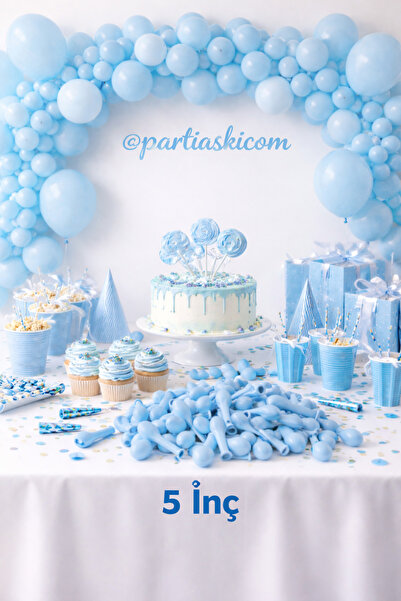 PARTİ AŞKI Bebe Mavi 5 Inç Minik Lateks Balon 12,5 Cm - 20 Adet Doğum Günü Pa...