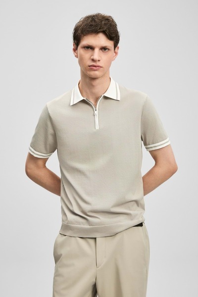 Lufian 111090138 Dean Modal Blended Sweater Men's Polo Shirt Men's T-Shirt Beige