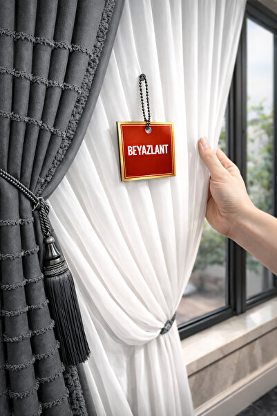 BEYAZLANT Lüks Premium Bambu Ağır Dökümlü Yoğun Doku | 1/3 Sık Pileli Tül Per...