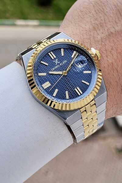 Daniel Klein 41 mm Men's Wristwatch with Navy Blue Dial, Gold Gray Color Adju...