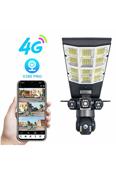 telux Cameră solară 4G 15MP, triplu obiectiv, iluminare LED, IP66, supraveghe...