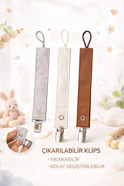 melsia Emzik Askısı Emzik Zinciri 3lü Set Çıtçıtlı