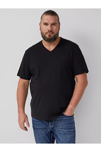 s.Oliver Tricou bărbătesc mărime mare, cu ancoră, bumbac, negru