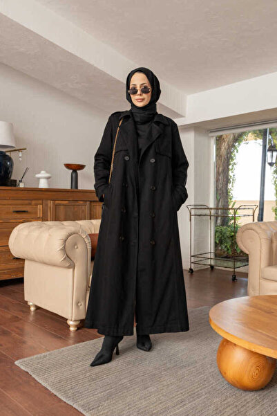 Neways Black Denim Trench Coat 6458 - Allerli
