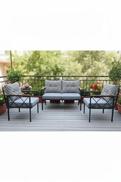 adımshops Safir 2+1+1 Kaz Ayağı Kırlent Bahçe,balkon,cafe Teras Mobilyası,çay...