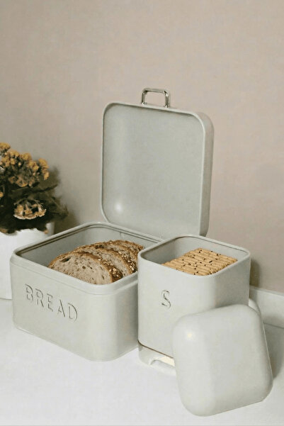 Sarkap Home Açık Gri Galvaniz 5,6 L Bread Küçük Boy Ekmeklik - 200x140mm & 2 ...