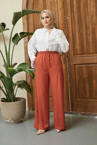 Neways 1105-Ancelina Lastikli Pantolon Taba
