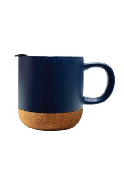 Generic 13 oz Blue Ceramic Sublimation Mug with Cork Base & Lid