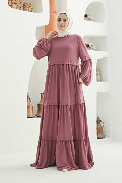 Neways 6510-Ancelina Büzgülü Elbise Lila