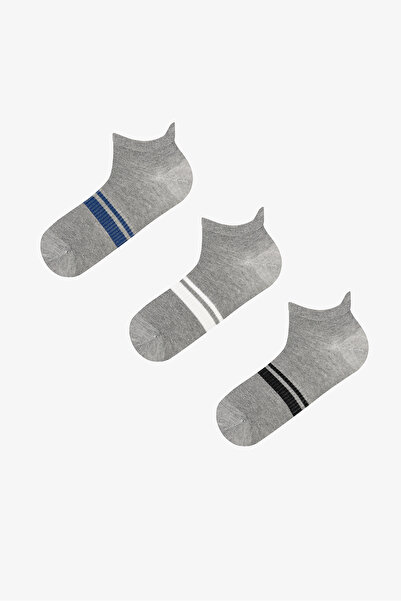 Penti Men's Light Gray College Line Retro 3-Piece Booties Socks