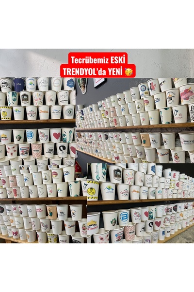 SBStrend Firmaya Fuar Kişiye Özel Logo Baskılı Tasarım 500 ADET KALIN GRAMAJ 7 Oz Karton Bardak