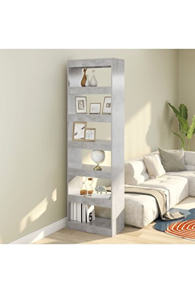 Concept Βιβλιοθήκη/Διαχωριστικό δωματίου, γκρι χρώματος τσιμέντου, 60x30x198 εκ.