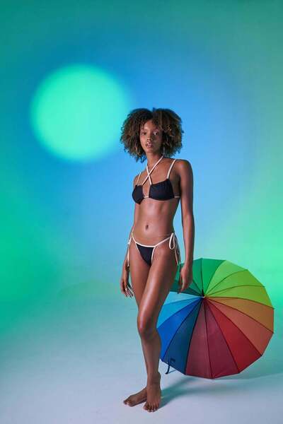 HOLLY LOLLY High Waist Contrast Bikini Bottom - Emma Black