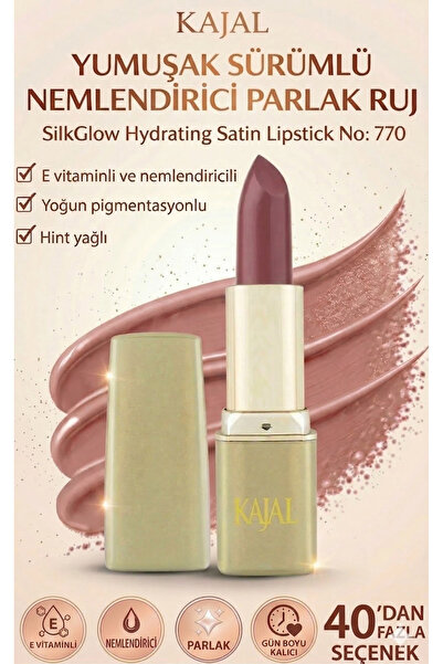 KAJAL Yumuşak Sürümlü Nemlendirici Parlak Ruj – SilkGlow Hydrating Satin Lips...