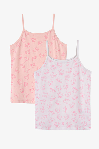 Penti Pink Girls' Flying Cotton Pack of 2 Undershirts